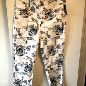 Desert print white jeans